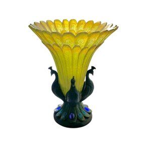 Vase Bird Figurine Resin Peacock Design Vintage Whimsical Decor